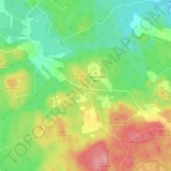 Carte topographique Moksi, altitude, relief