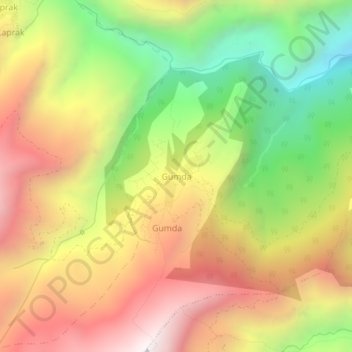 Carte topographique Gumda, altitude, relief