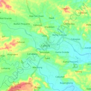 Carte topographique Calinog, altitude, relief