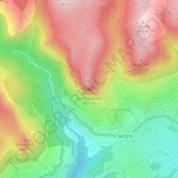 Carte topographique Baou de Saint-Jeannet, altitude, relief