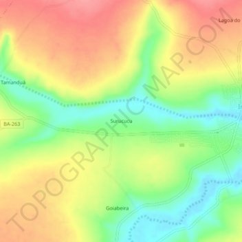 Carte topographique Surucucu, altitude, relief