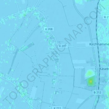 Carte topographique Süderfeld, altitude, relief