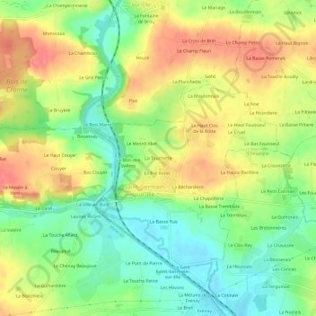 Carte topographique La Touchette, altitude, relief