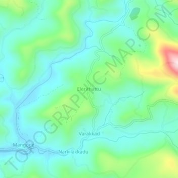Carte topographique Elerithattu, altitude, relief