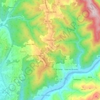 Carte topographique Picoto, altitude, relief