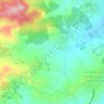 Carte topographique Coma Breco, altitude, relief