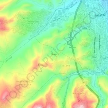 Carte topographique Muoio, altitude, relief