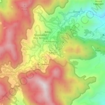 Carte topographique Bokyod, altitude, relief