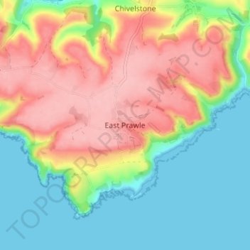 Carte topographique East Prawle, altitude, relief
