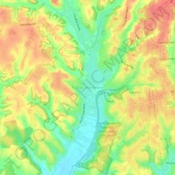 Carte topographique Pantan Monastero, altitude, relief