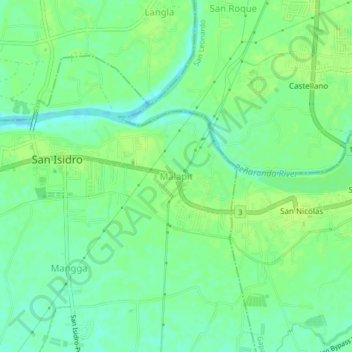 Carte topographique Malapit, altitude, relief