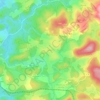 Carte topographique Coudert, altitude, relief