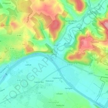 Carte topographique Condat, altitude, relief