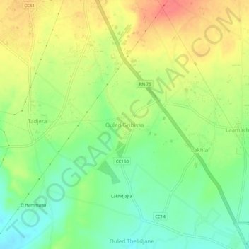 Carte topographique Ouled Gribissa, altitude, relief