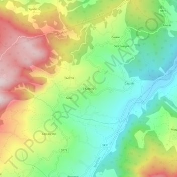 Carte topographique I Rabbini, altitude, relief