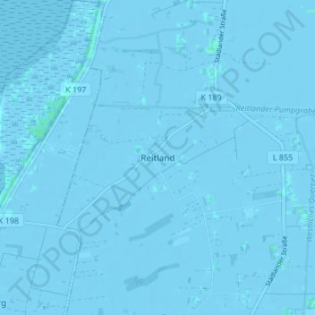 Carte topographique Reitland, altitude, relief