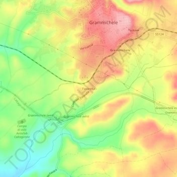 Carte topographique Favarella, altitude, relief