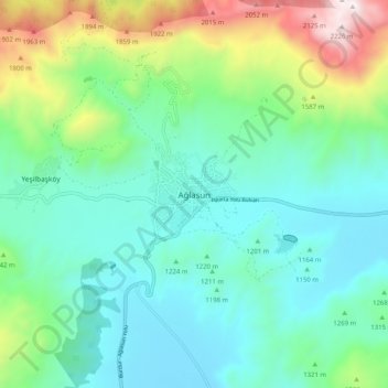 Carte topographique Ağlasun, altitude, relief