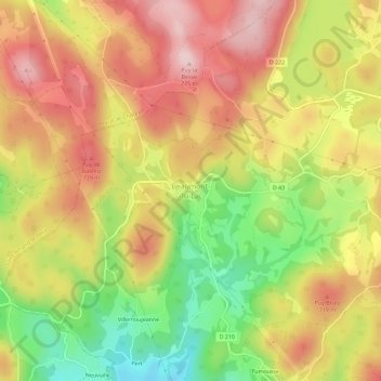 Carte topographique Beaumont-du-Lac, altitude, relief