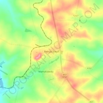 Carte topographique Petrus Steyn, altitude, relief