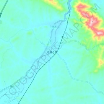 Carte topographique 老粮仓镇, altitude, relief