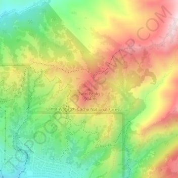 Carte topographique Twin Peaks, altitude, relief