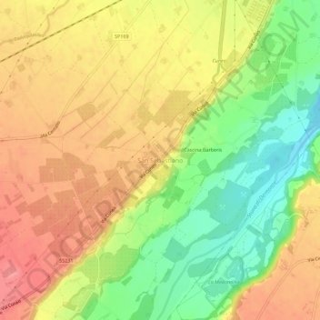 Carte topographique San Sebastiano, altitude, relief