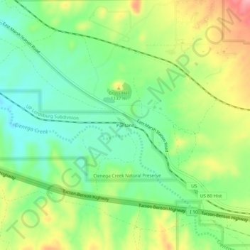 Carte topographique Pantano, altitude, relief