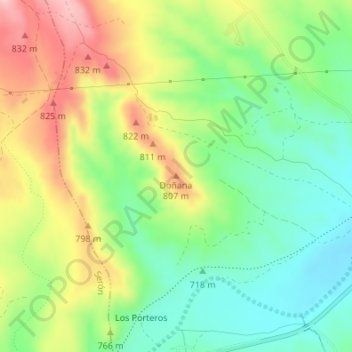 Carte topographique Doñana, altitude, relief