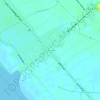 Carte topographique Parit Jawa, altitude, relief