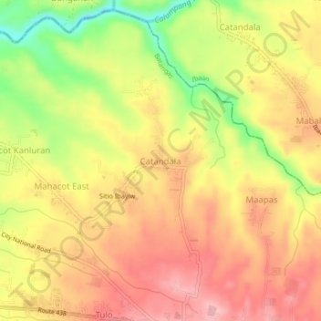 Carte topographique Catandala, altitude, relief