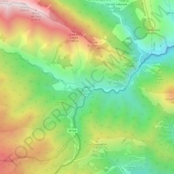 Carte topographique Upega, altitude, relief