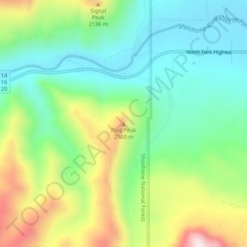 Carte topographique Flag Peak, altitude, relief