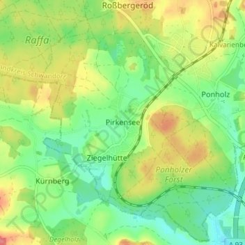 Carte topographique Pirkensee, altitude, relief
