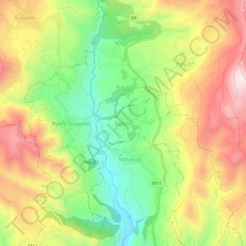 Carte topographique Doros, altitude, relief