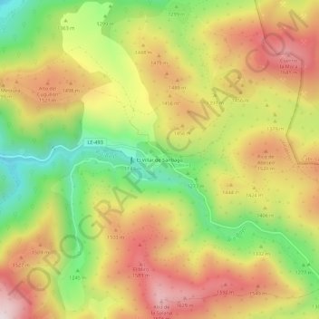 Carte topographique El Villar de Santiago, altitude, relief