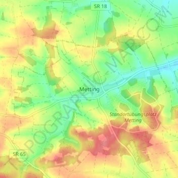 Carte topographique Metting, altitude, relief