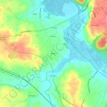 Carte topographique Silveiro, altitude, relief