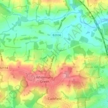 Carte topographique Brook Street, altitude, relief