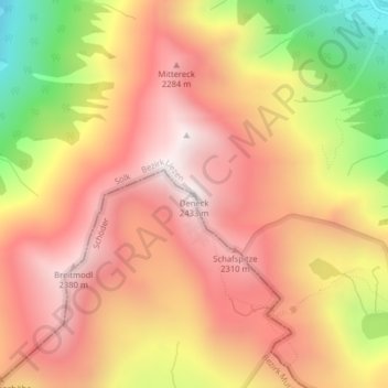 Carte topographique Deneck, altitude, relief