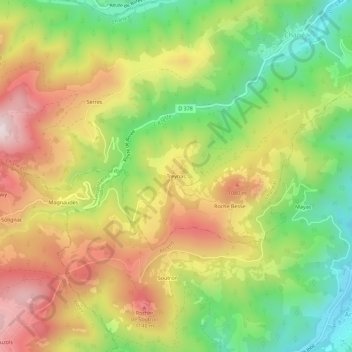 Carte topographique Treynas, altitude, relief