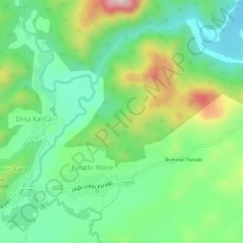 Carte topographique Parado, altitude, relief