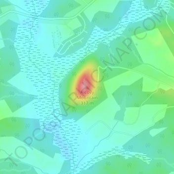 Carte topographique Alcovy Mountain, altitude, relief