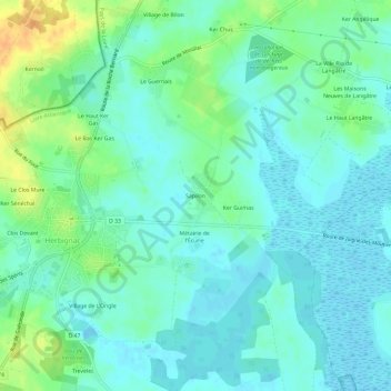 Carte topographique Sapilon, altitude, relief