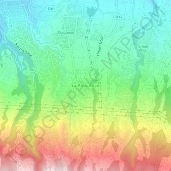 Carte topographique La Ressource, altitude, relief