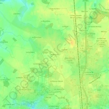 Carte topographique Bellenoue, altitude, relief