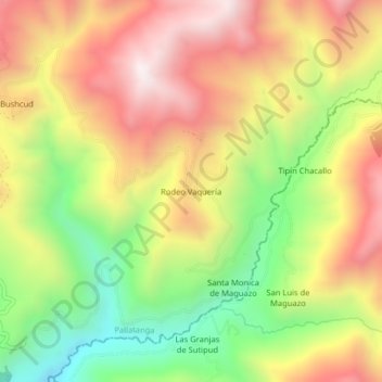Carte topographique Rodeo Vaquería, altitude, relief
