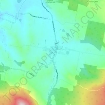 Carte topographique Lilydale, altitude, relief