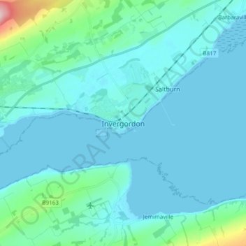 Carte topographique Invergordon, altitude, relief