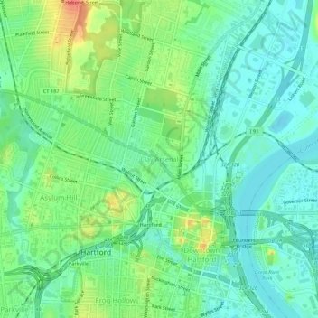 Carte topographique Clay Arsenal, altitude, relief
